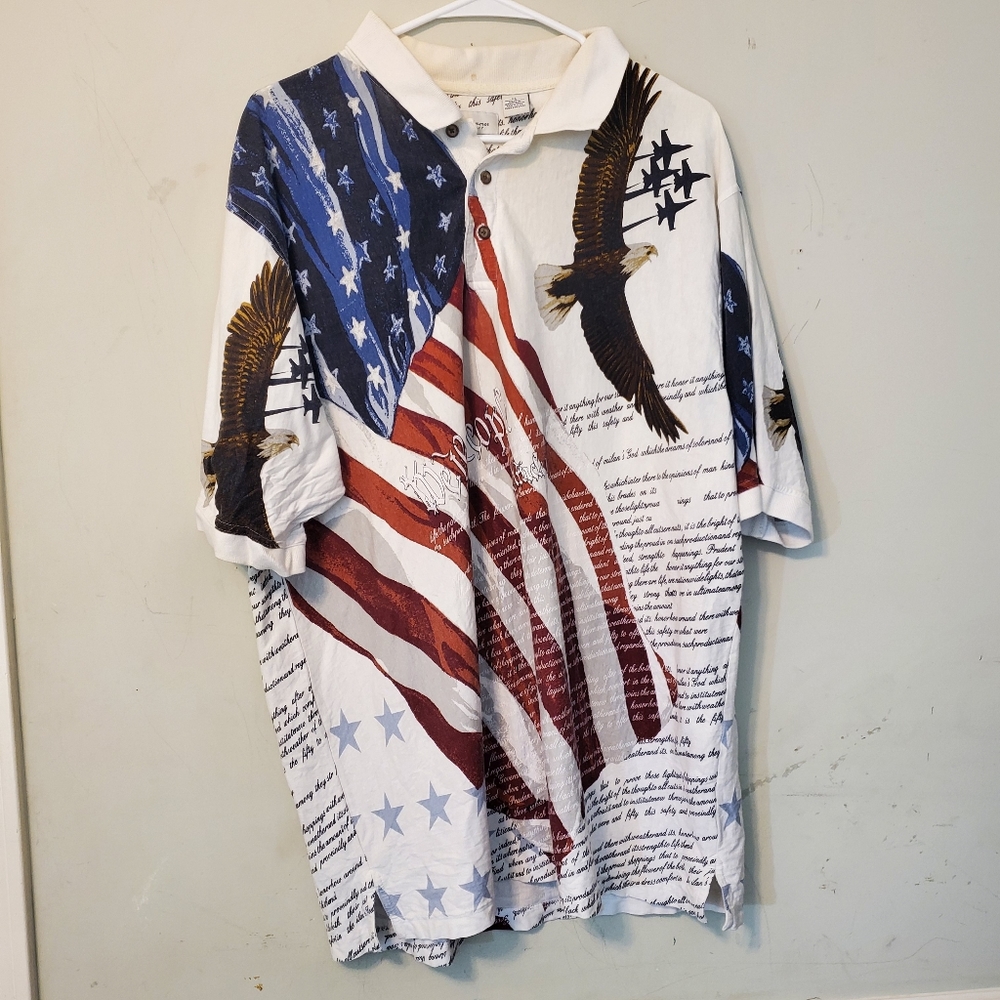 American Summer Clothing Company Patriotic Polo Shirt Sz XL
